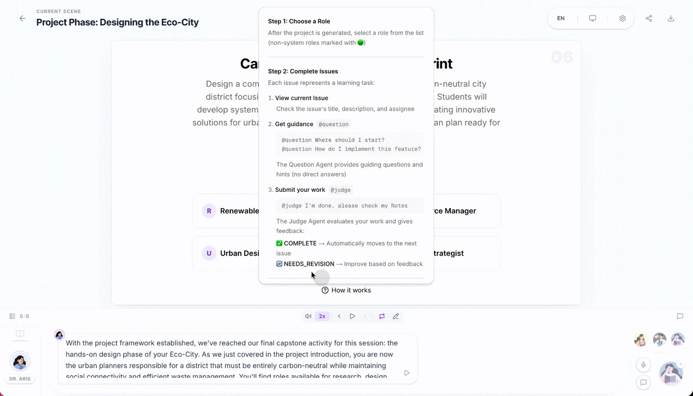 OpenMAIC 项目制学习界面，图片来源 OpenMAIC GitHub 仓库